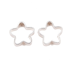 925 Sterling Silver Plated Rack Plating Eco-friendly Brass Bead Frames, Lead Free & Cadmium Free, Long-Lasting Plated, Textured, Hollow Flower, 925 Sterling Silver Plated, 8x8x2mm, Hole: 0.5mm