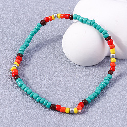 YB225lvhong Fashion Colorful Rice Bead Bracelet - Flower Hand String Bracelet, Hand Ornament.