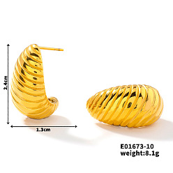 Teardrop Модные 304 серьги-гвоздики из нержавеющей стали, золотые, слеза, 24x13 мм