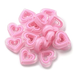 Pearl Pink Acrylic Beads, Bead in Bead, Heart, Pearl Pink, 19.5x23x6mm, Hole: 3mm, about 280pcs/500g