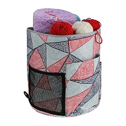 Red Oxford Zipper Knitting Bucket Bag with Handle, Yarn Storage Organizer, Crochet Hooks & Knitting Needles Bag, Red, 27.5x32.5cm