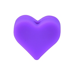 Mauve Heart Food Grade Silicone Beads, Silicone Teething Beads, Mauve, 14x14mm