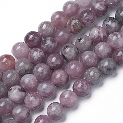 Lepidolite Natural Lepidolite/Purple Mica Beads Strands, Round, 8mm, Hole: 1mm, about 51pcs/strand, 15.9 inch(40.5cm)