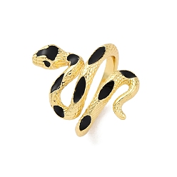 Черный Латунные эмалевые манжеты для женщин, змея, стойки покрытие, без кадмия и без свинца, прочное покрытие, чёрные, внутренний диаметр: 18 мм