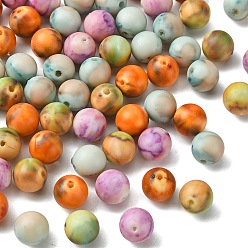 Couleur Mélangete Cuisson peinture acrylique perles, ronde, mat, couleur mixte, 10x9.5mm, Trou: 1.5mm, environ100 pcs / 55 g