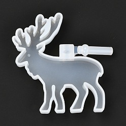 White DIY Christmas Lights Silicone Molds, Resin Casting Molds, Clay Craft Mold Tools, Christmas Reindeer/Stag/Deer, White, 68x70x11mm, Hole: 5mm