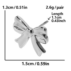 Серебро 304 серьги-гвоздики из нержавеющей стали с бантом, серебряные, 13x15 мм