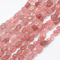 Strawberry Quartz Natural Strawberry Quartz Beads Strands, Nuggets, 6~8x4~6mm, Hole: 1mm, 15.3 inch(39cm)