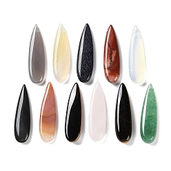 Mixed Stone Natural & Synthetic Mixed Gemstone Beads, Teardrop, Top Drilled, 36~36.5x10~10.5x5~6mm, Hole: 0.8~0.9mm