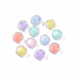 Mixed Color Transparent Acrylic Beads, Bead in Bead, Round, Mixed Color, 10x9mm, Hole: 2mm, about 1000pcs/500g