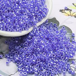 Cornflower Blue Electroplate Transparent Glass Seed Beads, Ceylon, Cylinder, Cornflower Blue, 2.5x1.6mm, Hole: 1.4mm, about 50398pcs/pound