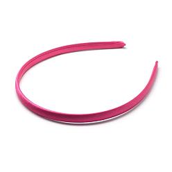Cerise Plain Plastic Hair Band Findings, No Teeth, Covered with Cloth, Cerise, 120mm, 9.5mm