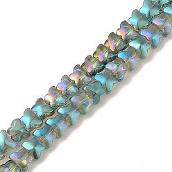 Dark Sea Green Electroplate Transparent Glass Beads Strands, Full Rainbow Plated, Butterfly, Dark Sea Green, 6.3x8x5.2mm, Hole: 0.9mm, about 110pcs/strand, 25.98 inch(66cm)