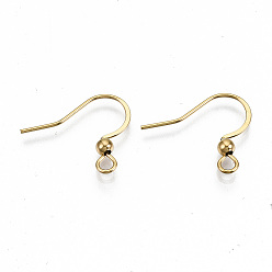 Real 18K Gold Plated 304 Stainless Steel French Earring Hooks, Flat Earring Hooks, Ear Wire, with Horizontal Loop, Real 18K Gold Plated, 15~17x18mm, Hole: 2mm, 21 Gauge, Pin: 0.7mm