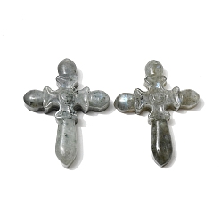 Лабрадорита Резные подвески из натурального лабрадорита, крест прелести, 47x36x8 мм, отверстие : 1.2 мм