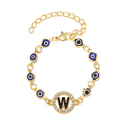 W Alloy Adjustable Devil Eye Bracelet with Blue Eye - European and American Style