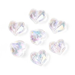 Прозрачный Уф-покрытие прозрачные акриловые бусины, радужный, сердце, граненые, прозрачные, 13x14.5x8.5 мм, отверстие : 2 мм