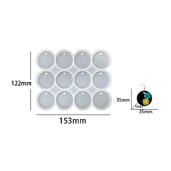 White Round Shape Pendants DIY Food Grade Silicone Mold, Resin Casting Molds, for UV Resin, Epoxy Resin Craft Making, White, 122x153x8mm, Inner Diameter: 35mm