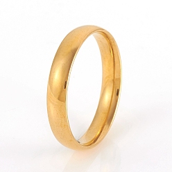 Golden 201 Stainless Steel Plain Band Rings, Golden, US Size 10(19.8mm), 4mm