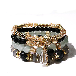 black Bohemian Crystal Pendant Tassel Bracelet Multi-layered European and American Style Fashion Jewelry