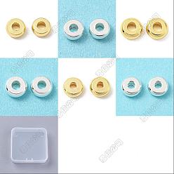 Gemischte Farbe 240Stk 6 Stile Messingperlen, cadmiumfrei und bleifrei, langlebig überzogen, Scheibe, Gemischte Farbe, 3~5x1~2 mm, Bohrung: 1.2~1.5 mm, 40 Stück / Stil