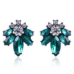 Deep green Stylish and Elegant Crystal Flower Earrings with a Personalized Touch