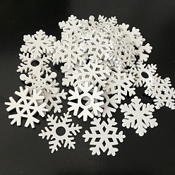 White Unfinished Wood Pendant Decorations, for Christmas Ornaments, Snowflake Cutouts, White, 3.5cm, 50pcs/bag