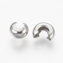 Stainless Steel Color 304 Stainless Steel Crimp Beads Covers, Stainless Steel Color, 4.5mm In Diameter, Hole: 2mm