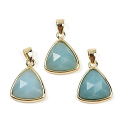 Амазонит Природные подвески амазонит, с фурнитурой латунной золотого тона, треугольные, граненые, 14x11.5x4.5 мм, отверстие : 2.5x3.5 мм