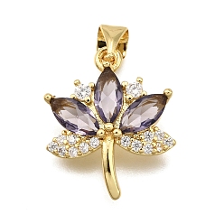 Темно-синий  Шифер Латунные микро проложить кубического циркония подвески, лист, стойки покрытие, долговечный, без свинца и без кадмия, реальный 18 k позолоченный, темный сланец синий, 18x15.5x3 мм, отверстие : 5x3.5 мм