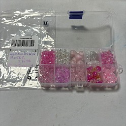 Mixed Color DIY Round Acrylic Beads Jewelry Making Findings Kits, Pink, 4~16x4~21x4~10.5mm, Hole: 1~2.5mm