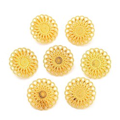 Golden Tibetan Style Shank Buttons, Cadmium Free & Lead Free, Flower, Golden, 17x6mm, Hole: 2.5mm