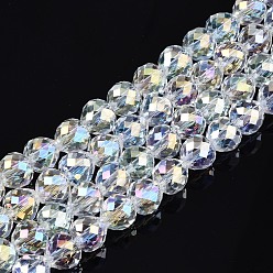 Clear AB Transparent Glass Beads Strands, Faceted, AB Color Plated, Teardrop, Clear AB, 8x8mm, Hole: 1.5mm, about 69~71pcs/strand, 20.67 inch~21.85 inch(52.5cm~55.5cm)