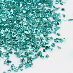Dark Turquoise Piezo Glass Beads, No Hole Beads, Chip, Dark Turquoise, 1.5~2x1.5~2mm, about 440~450g/bag
