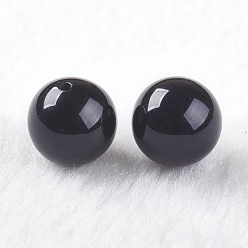 Black Onyx Natural Black Onyx Beads, Half Drilled, Dyed & Heated, Round, 10mm, Hole: 1mm