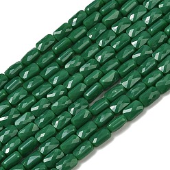 Темно-Зеленый Непрозрачное стекло бисер нитей, прямоугольные, граненые, темно-зеленый, 7x4.5x3.5 мм, отверстие : 0.9 мм, около 79~80 шт / нитка, 21.65''~22.24'' (55~56.5 см)