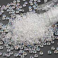 (161) Transparent AB Crystal Toho 6/0 полукруглые бусины, японский бисер, (161) прозрачный абразивный кристалл, 6/0, 4x1.9 мм, отверстие : 1.5 мм, Около 1500 шт / 50 г