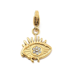 Кристалл 304 украшение из нержавеющей стали со стразами, злые глаза, с когтя омара застежками и стразами, ионное покрытие (ip), реальный 14 k позолоченный, кристалл, 25 мм