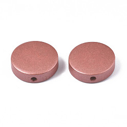 Индийский Красный Расписные бусы из натурального дерева, жемчужные, плоско-круглые, Индийская красная, 15x4.5 мм, отверстие : 1.8 мм