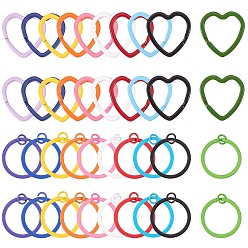 Mixed Color 40Pcs 20 Style Spray Painted Iron Split Key Rings, Keychain Clasp Findings, Mixed Color, 2pcs/style