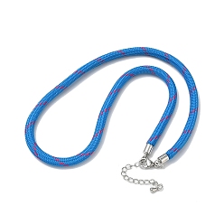 Dark Blue Ployester Core-Wrapped Round Cord Necklace Making, with Brass Finding, Platinum, Dark Blue, 17.72x0.18 inch(45x0.45cm)