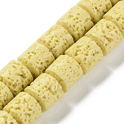 Бледно-Золотистый Нити синтетических бусин, окрашенных в лавовый камень, баррель, бледно золотарник, 8~9x8~9 мм, отверстие : 1 мм, около 47 шт / нитка, 15.28'' (38.8 см)