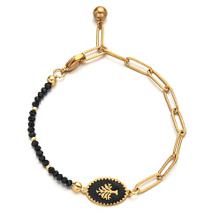 XN199 black Fashionable tree of life stainless steel bracelet for women non-fading faceted crystal bracelet