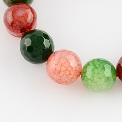 Mixed Color Colored Natural Multi-Color Agate Beads Strands, Faceted Round, Mixed Color, 8mm, Hole: 1mm, about 47~48pcs/strand, 14.1~14.6 inch