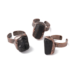 Турмалин Открытый браслет-манжета с натуральным турмалином, ювелирные изделия из красной меди из латуни для женщин, без кадмия и без свинца, внутренний диаметр: 17~19 мм