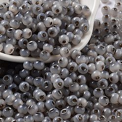 Gainsboro Glass Seed Beads, Imitation Cat Eye, Rondelle, Gainsboro, 4x3.3mm, Hole: 1.4mm