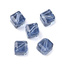 Темно-синий  Шифер Стекло k9 стекло, имитация Австрийские кристаллические шарики, граненые, квадратный, темный сланец синий, 6x6x6 мм, отверстие : 1 мм