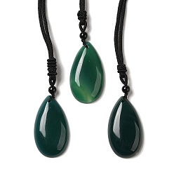 Natural Agate Natural Agate Pendant Necklace with Nylon Cord for Women, Teardrop, 27.76~27.95 inch(70.5~71cm)