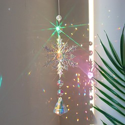 Diamond Snowflake K9 Glass Big Pendant Decorations, Hanging Sun Catchers, Crystal Prism Rainbow Maker for Christmas Tree, Ceiling Chandelier, Window, Garden, Diamond, 400mm
