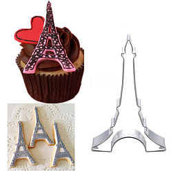 Stainless Steel Color 304 Stainless Steel Cookie Cutters, Cookies Moulds, DIY Biscuit Baking Tool, Eiffel Tower, Stainless Steel Color, 84x54x17mm